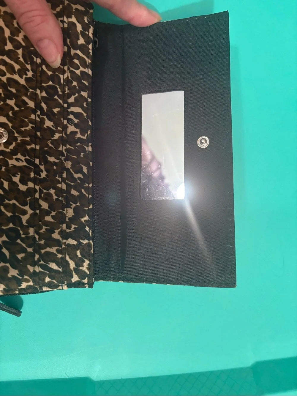 Leopard Print Zip Wallet with Black Trim